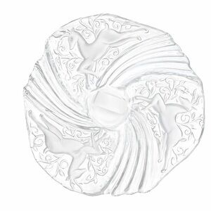 Vintage Mikasa Crystal Reindeer Swirl Dish with Original Tag, Germany, 9”